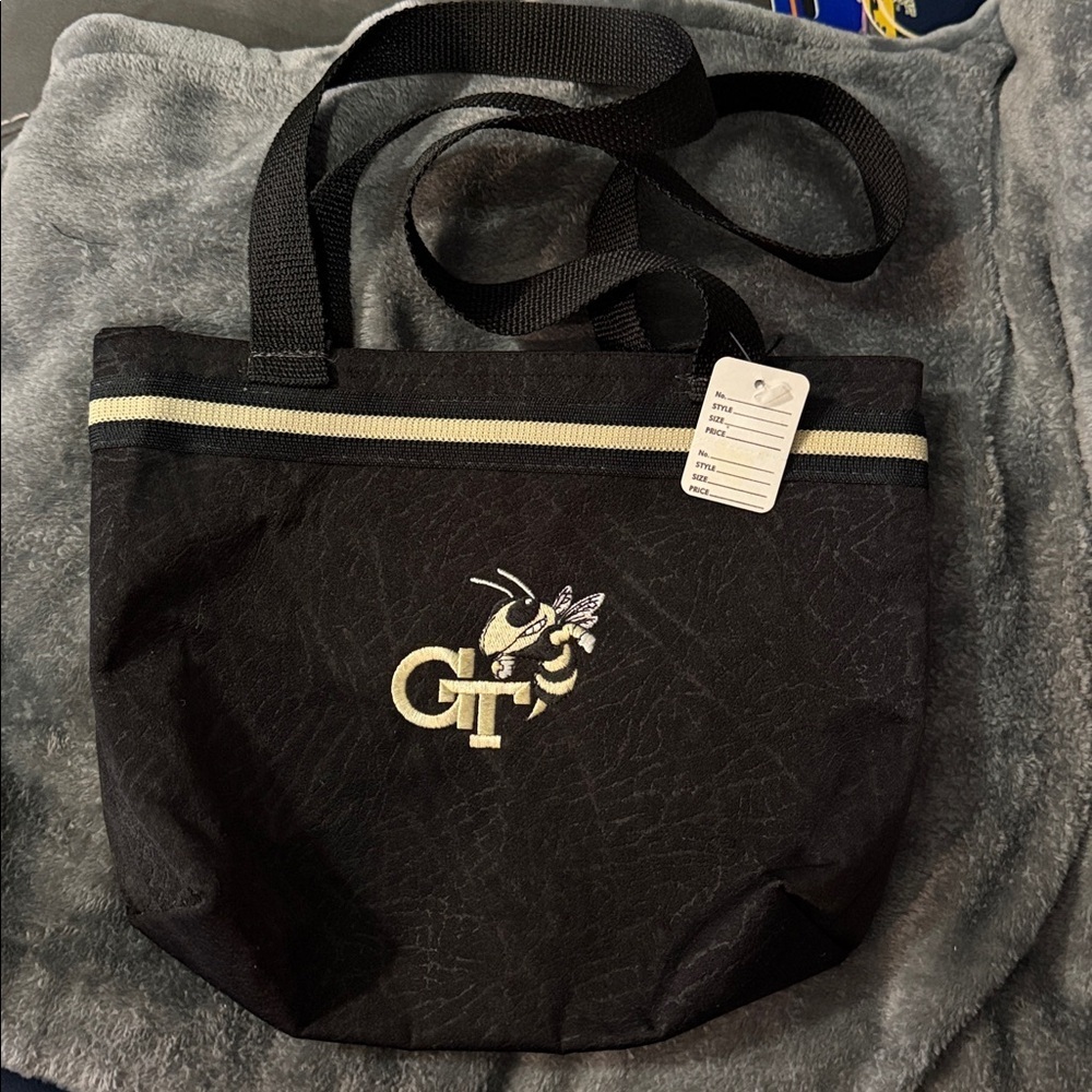 Black Tote Bag with Embroidered GT Logo